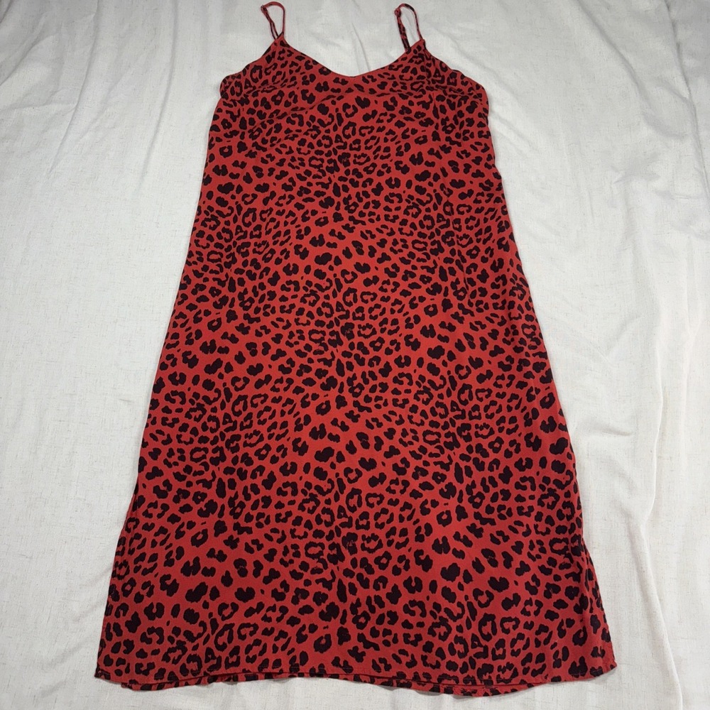 Arizona Jean Co Red Animal Print Adjustable Spaghetti Strap Large Dress‎